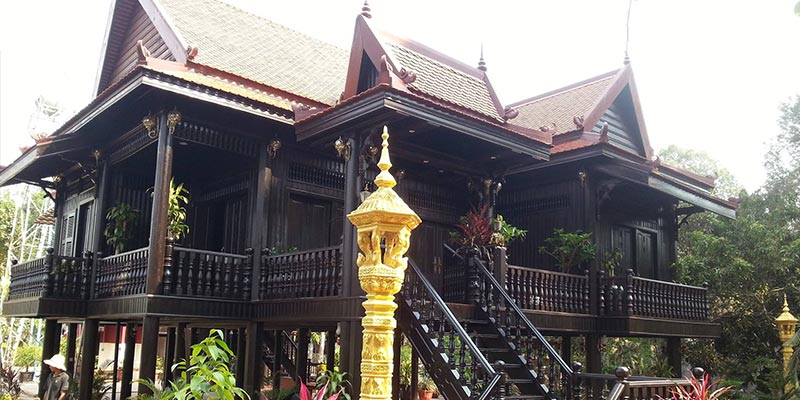 Traditional wooden Khmer houses